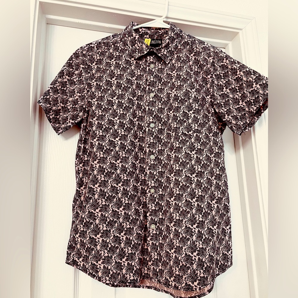 Mens stretch fitted short sleeve button down shirt